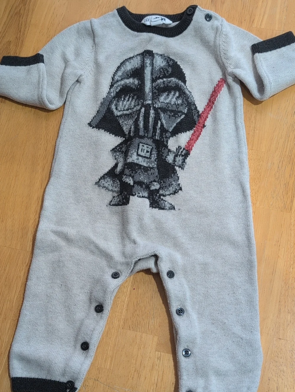 6-12M GAP Light Gray Knit Star Wars Darth Vader One-Piece